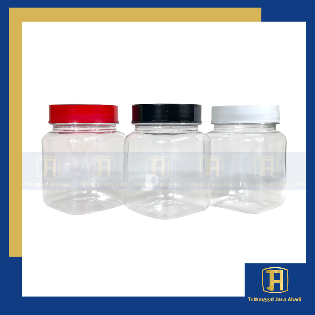 Toples Jar Sambal PET Kotak 200ml Premium - Tutup Double Inner & Outer (Merah, Putih, Hitam)