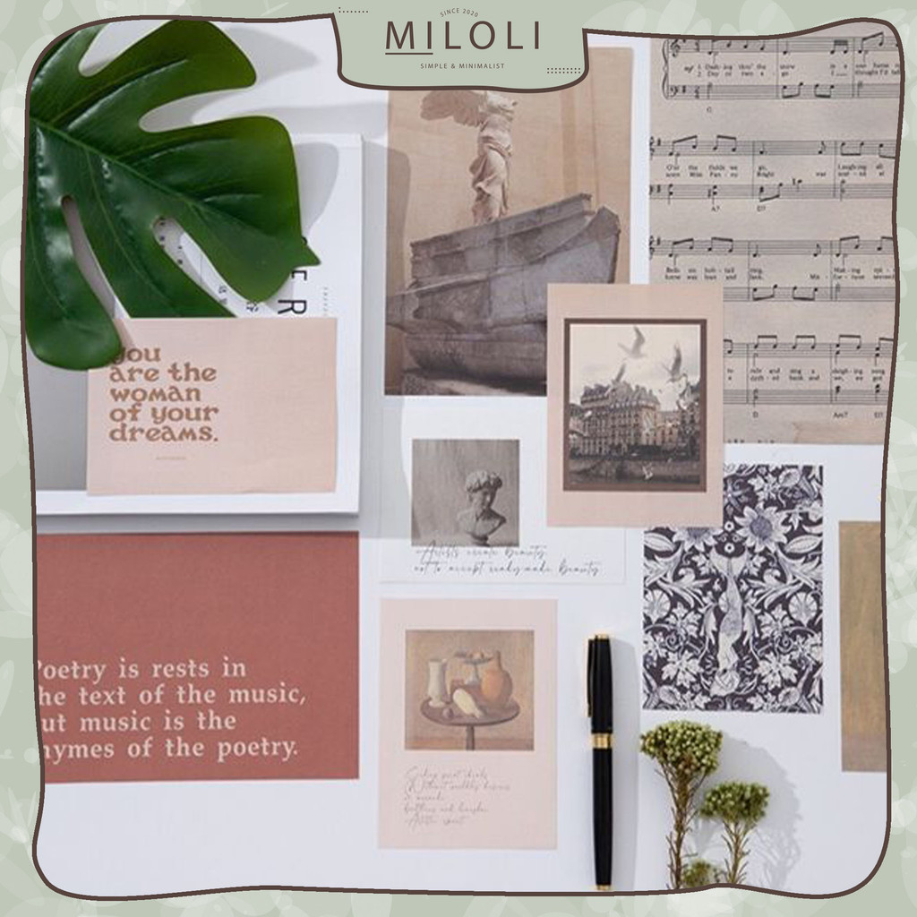 

[MILOLI] 20Pcs VINTAGE ART CRAFT PAPER Poster Card Dinding Aesthetic Photocard Wall Decor Sticker Scrapbook - B0527