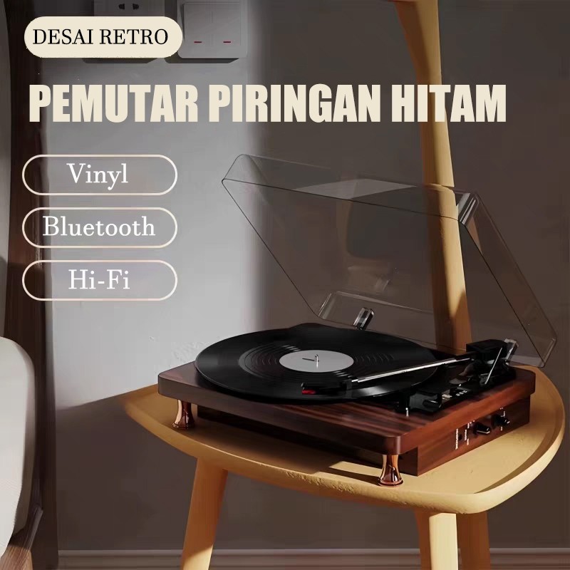 Pemutar Piringan Hitam Vinyl Player Turntable Vinyl Record Player Multifungsi Speaker Bluetooth CO