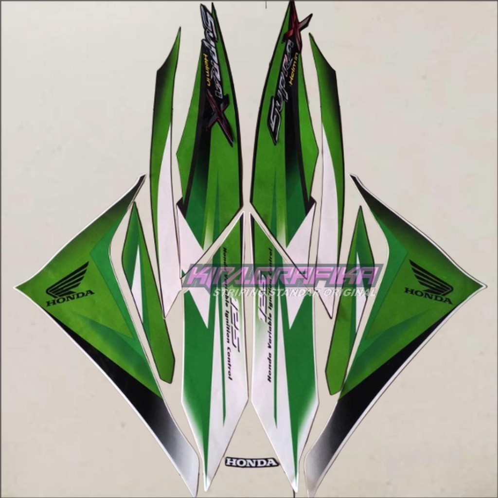 striping honda supra x 125 r helm in 2010 2011 hijau putih list body standar berkualitas terbaik