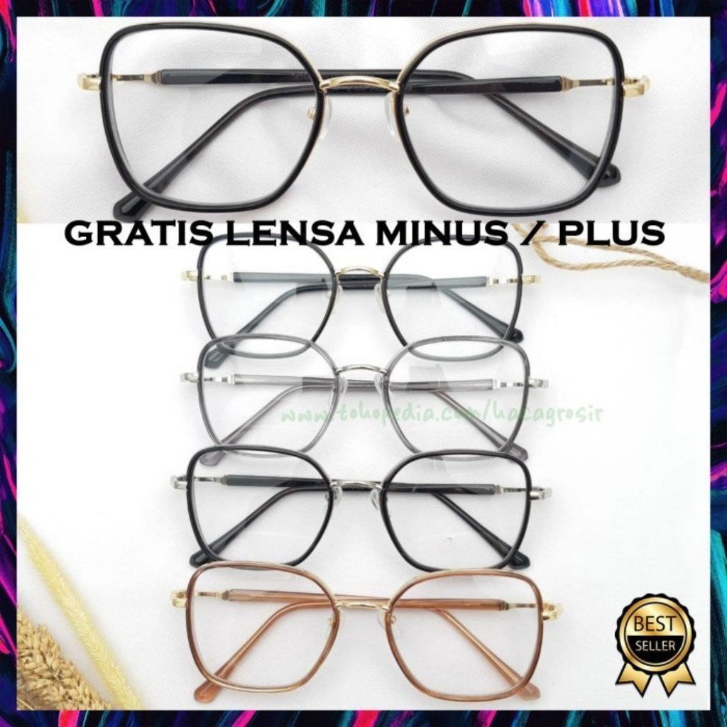 Kacamata Pria Wanita Frame Lebar 2109 Bisa Minus/Plus Anti Radiasi