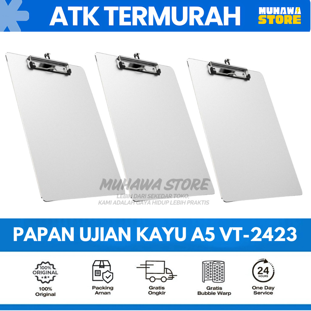 

CLIPBOARD KAYU VT-2423 A5 PUTIH / PAPAN CLIPBOARD V-TEC