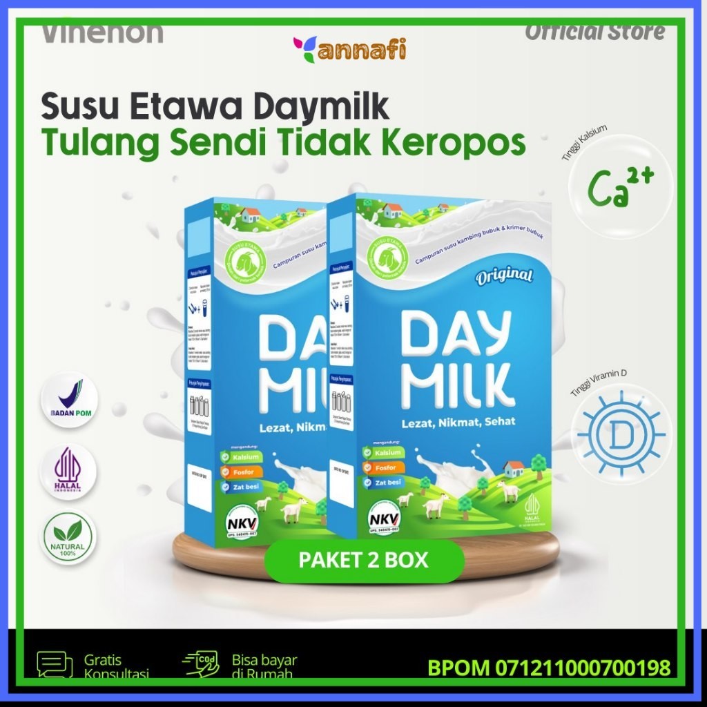 

DAYMILK 4 BOX - Susu Kambing Etawa Bantu Atasi Asam Lambung dan Nyeri Tulang/Sendi - Tinggi Kalsium
