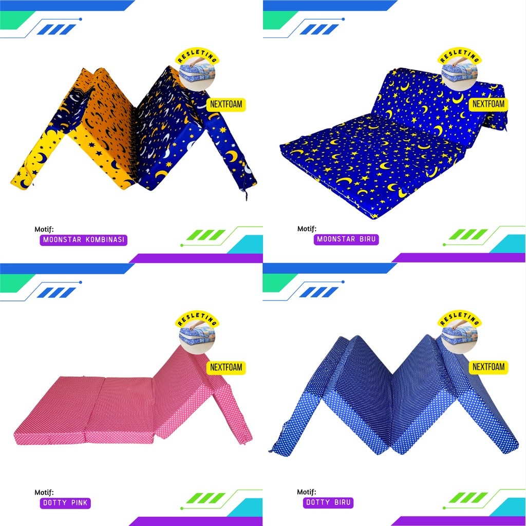 KAMEJING Sarung Kasur Busa Lipat Resleting Tebal 5,10, 15, 20 cm ukuran 200x200 200x180 200x160 200x