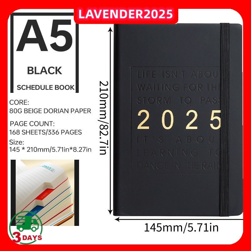

2025 Agenda Planner A5 Notebook Weekly Monthly Diary Book Journal School Office Supplies Stationery Schedule