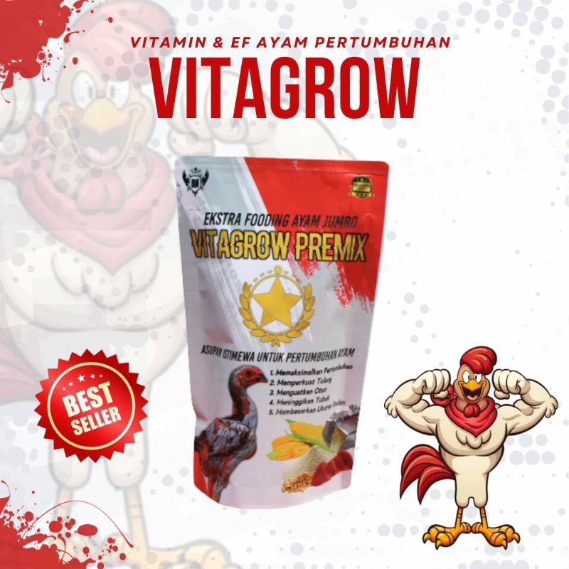 Jamu Ayam Bangkok Galak VITAGROW PREMIX vitamin pakan tambahan masa pertumbuhan kalsium protein ting