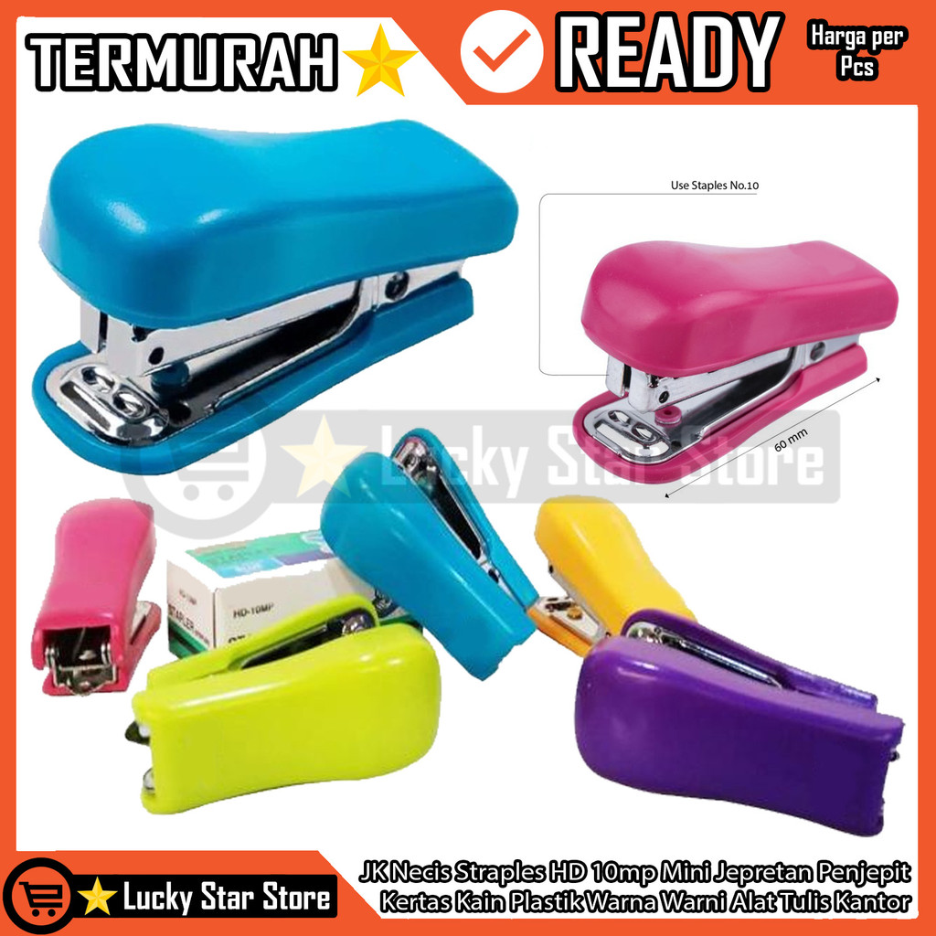 

JK Necis Setepler Seteples Hd 10mp Jepit Penjepit Stapler Stepler Jepretan Kecil Mini Hekter Warna Staples Steples Tangan Pendek Alat Strapler Hecter Kertas Plastik Jekrekan XNDL Ceklekan Pengokot Pemaut