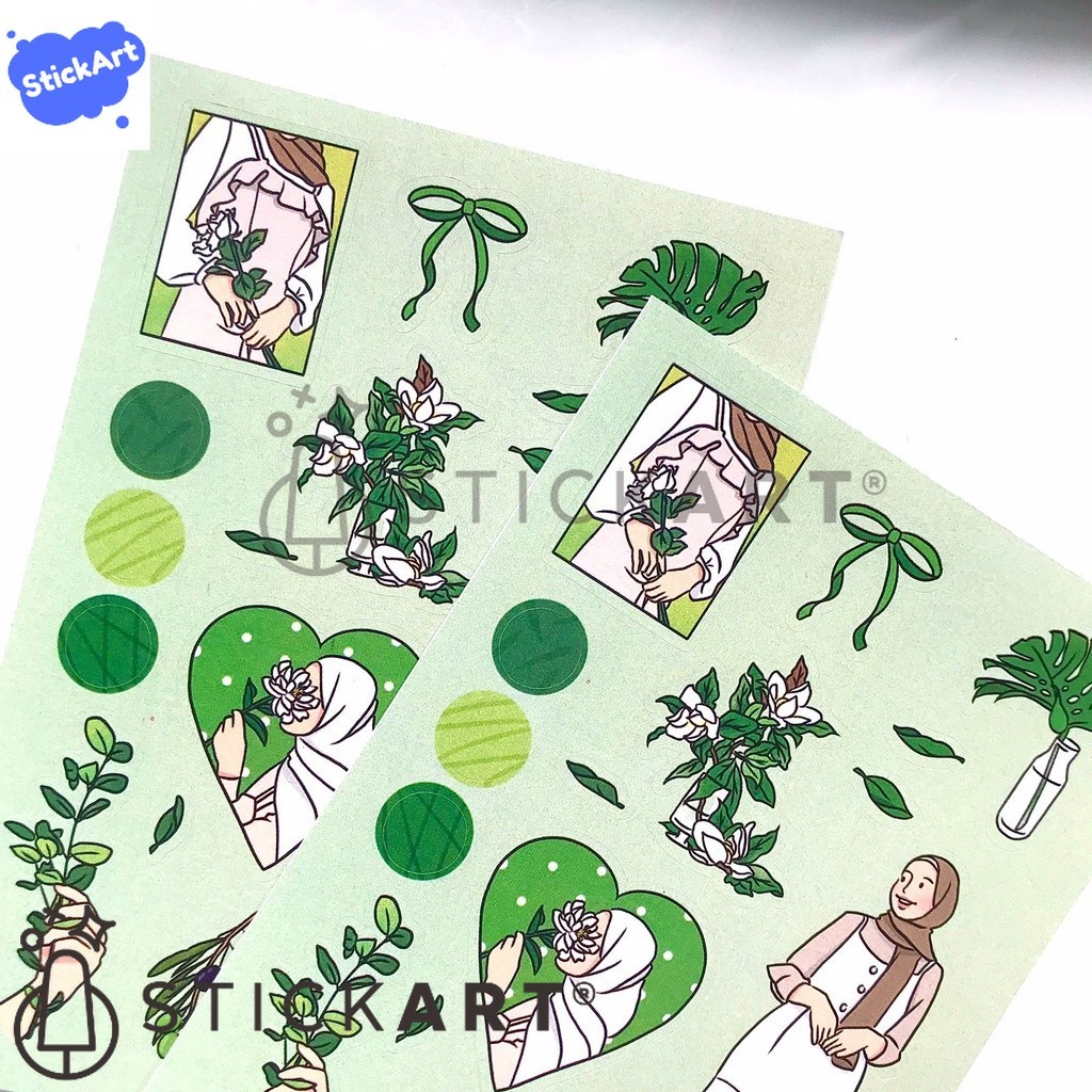 

[STICKART] Hijab Sticker Sheet Ver.05/ Aesthetic Sticker/ Stiker Jurnal BAHAN DAN KWALITAS PREMIUM