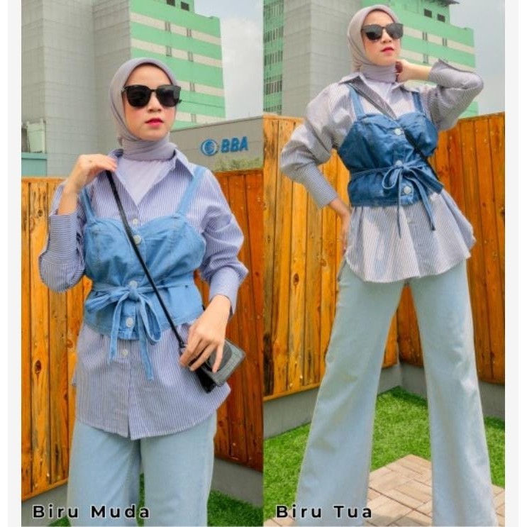 Floating - Rompi Jeans Wanita Variasi Tali Busui Friendly | Rompi Denim Kekinian - 611235