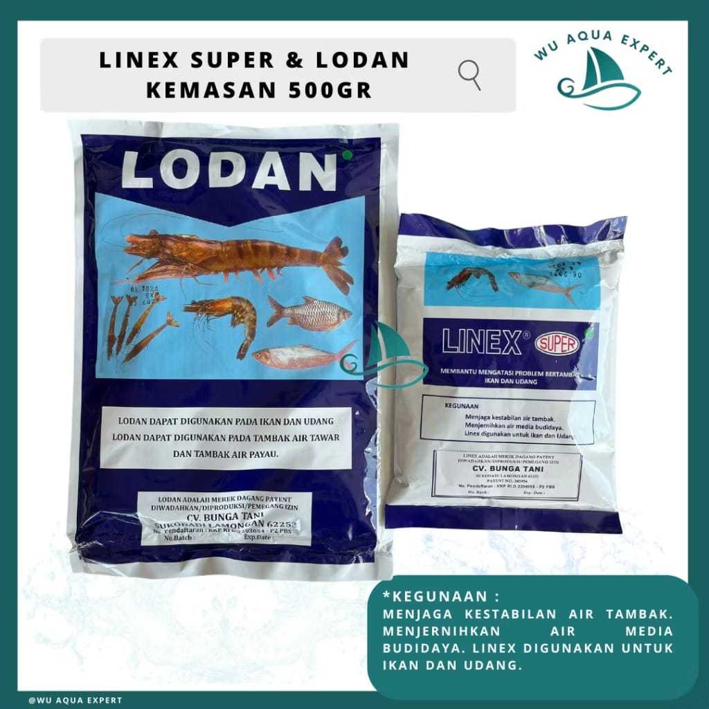 1 DUS DOS LINEX SUPER LODAN URSAL 1L KARTON 500 GR UNTUK IKAN & UDANG MNEJERNIHKAN & MENSTABILKAN AI