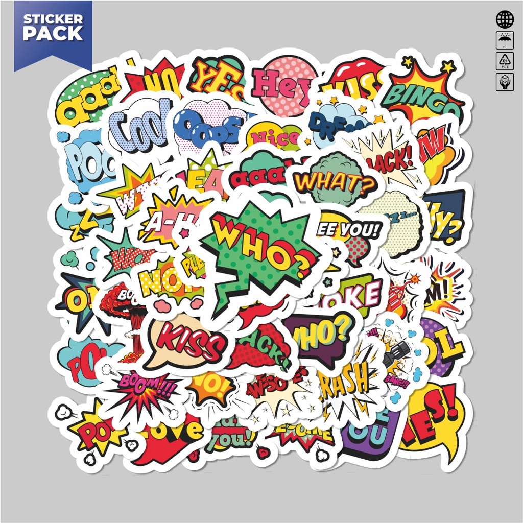 

[100PCS]Stiker Pack Sticker Komik Bubble Kawaii Aesthetic Vinyl Anti Air Dekorasi Sticker Laptop Buku Journal Koper Helm Casing HP Gitar Helm Skateboard