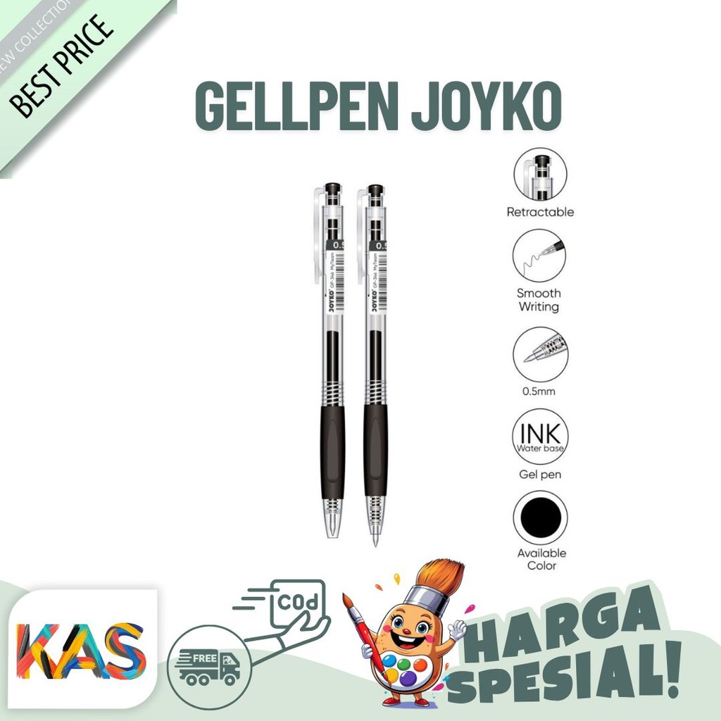 

Pulpen Gell Joyko Tinta HItam GP - 346 My Team Gel Pena Tip 0.5 mm Gel Pen SATUAN