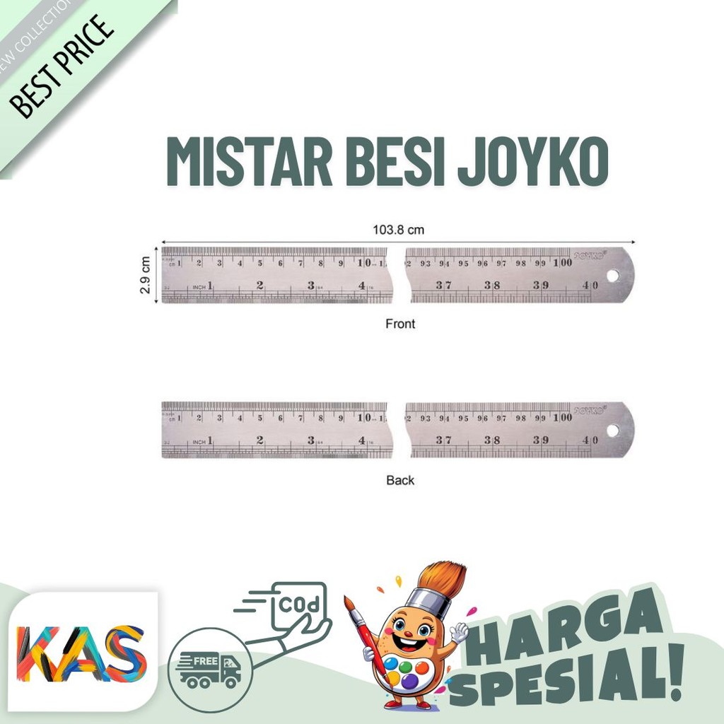 

Penggaris / Mistar Besi Joyko Stainless Steel Ruler 15 Cm / 30 cm - Beli Satuan