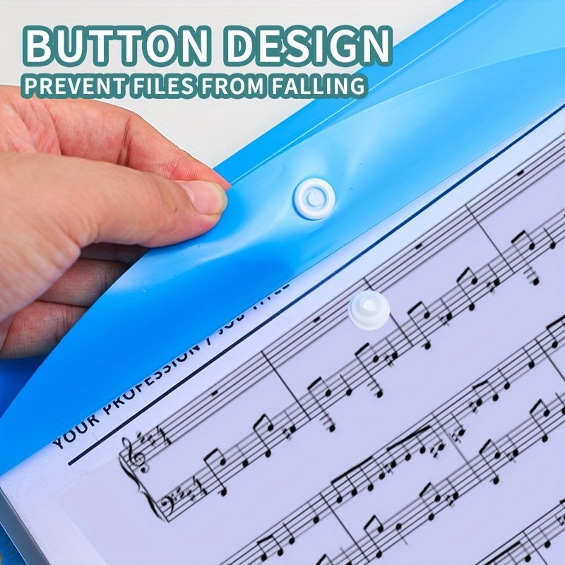 

A4 High-Capacity Loose Leaf File Bags with 11-Hole Binder Rings, Expandable Button and Label Pockets for School, Home, Office