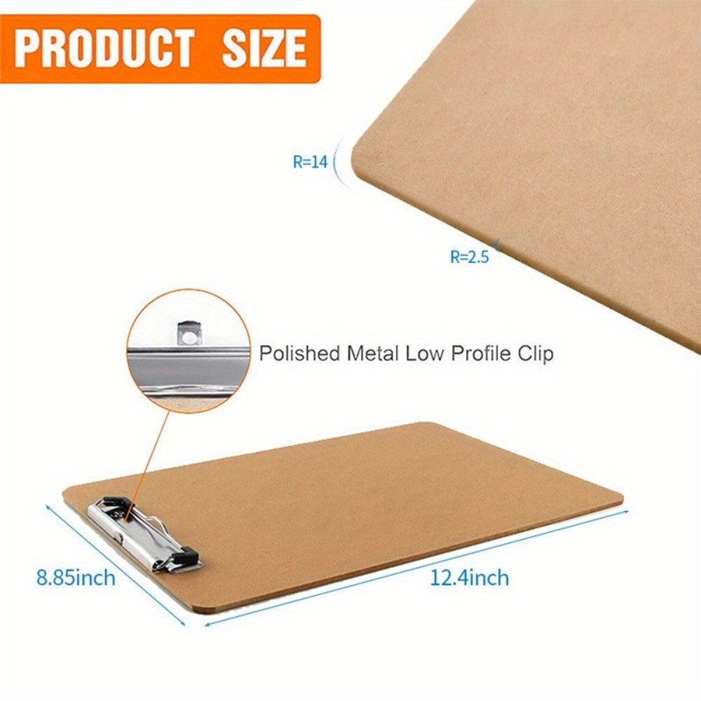 

5PCS A4 Fiberboard Clipboards with Low Profile Clip, P2 Grade Matte Finish Durable Writing Board for Office, Home,and School Use