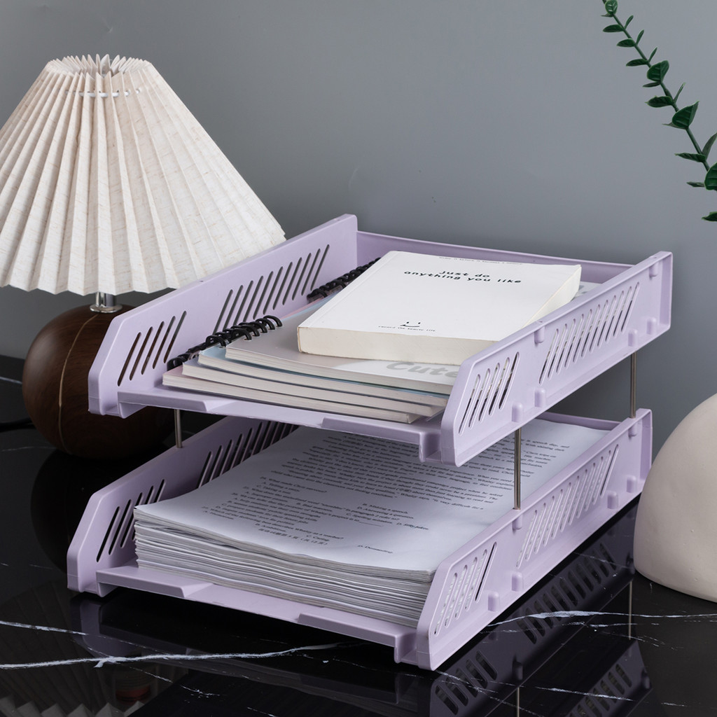 

File Rack File Basket A4 Storage Box Multi-Layer File Tray File Classification Storage Shelf Book Stand Large Capacity Fall-Resi
