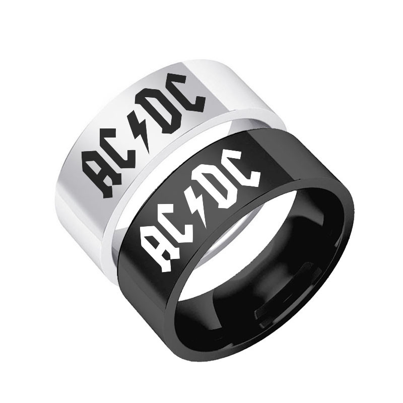 

Fashion Trendy Retro Rock Band AC/DC Ring Stainless Steel Street Party Halloween Ring for Men and Women Rock/Punk Jewelry Gifts