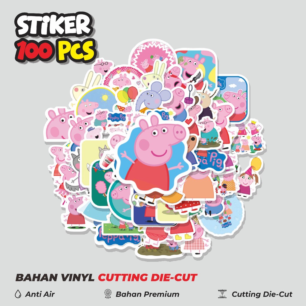 

Terbaru! 50 pcs Sticker Kartun Peppa Pig Sticker Dekorasi Lucu Kreatif untuk Notebook, Skateboard, HP
