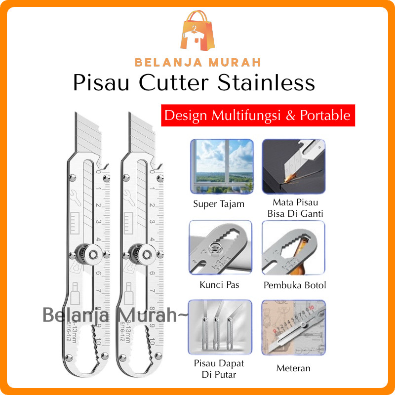 

BEM - A16 Cutter Serbaguna Stainless Steel 9 Fungsi | Cocok untuk Hobi, DIY & Perbaikan | Pisau Cutter Pemotong Presisi | Kater | Cutter Stainless Anti Karat