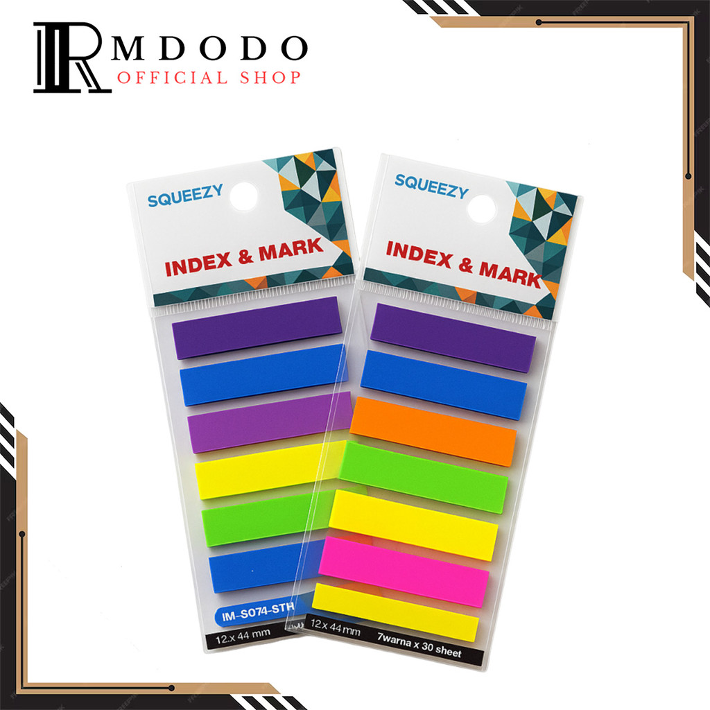 

Rmdodo - Index Mark Warna Strip 140 Lembar / Penanda Bahan Plastik Squeezy 7 Warna IM-SQ74-STR