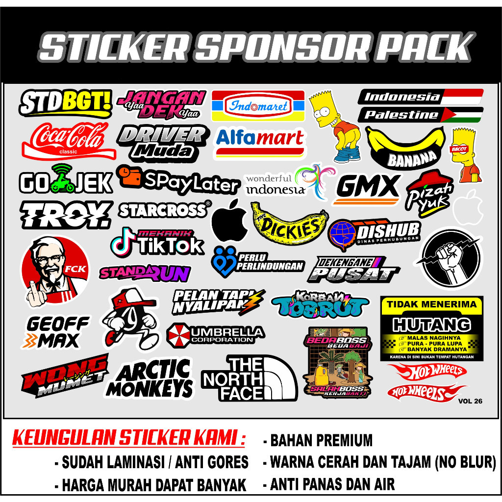

[UPDATE] Sticker Sponsor Pack Murah - Sticker Helm Case Hp Laptop Tumbler Brand Racing Kata Kata Anti Luntur