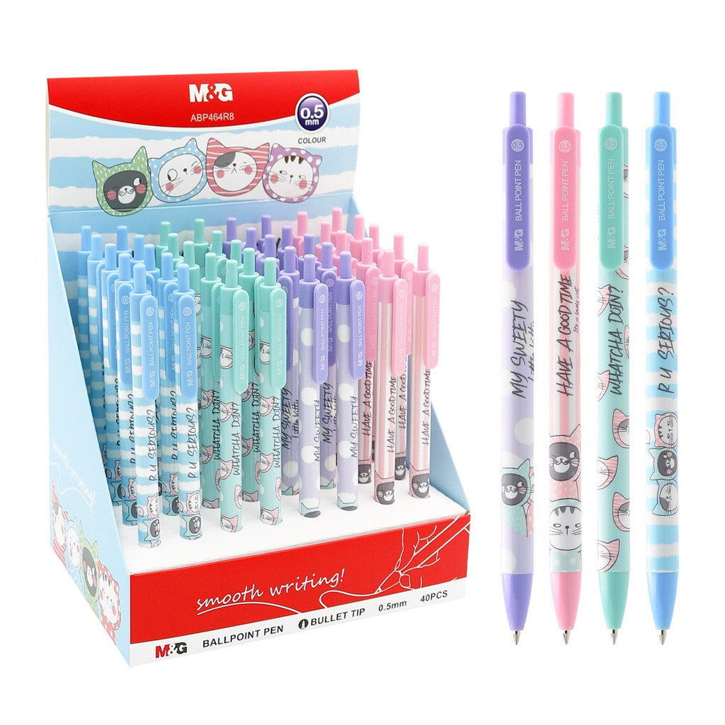

M&G ABP464R8 Retractable Tinta Warna Hitam Ballpoint Pen Cetek 0.5mm Pulpen So Many Cats