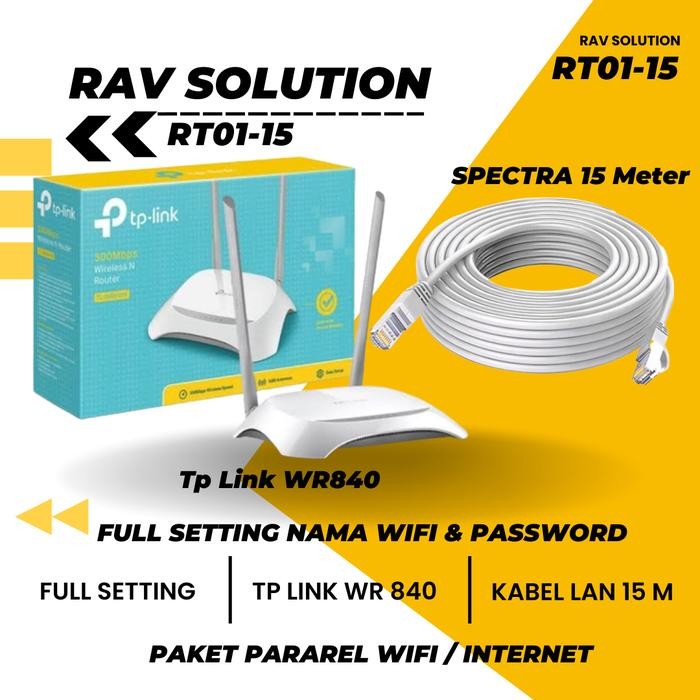 PAKET PARAREL WIFI TP LINK WR 840 + KABEL LAN 30 M FULL SETTING - WR840 + LAN 30M