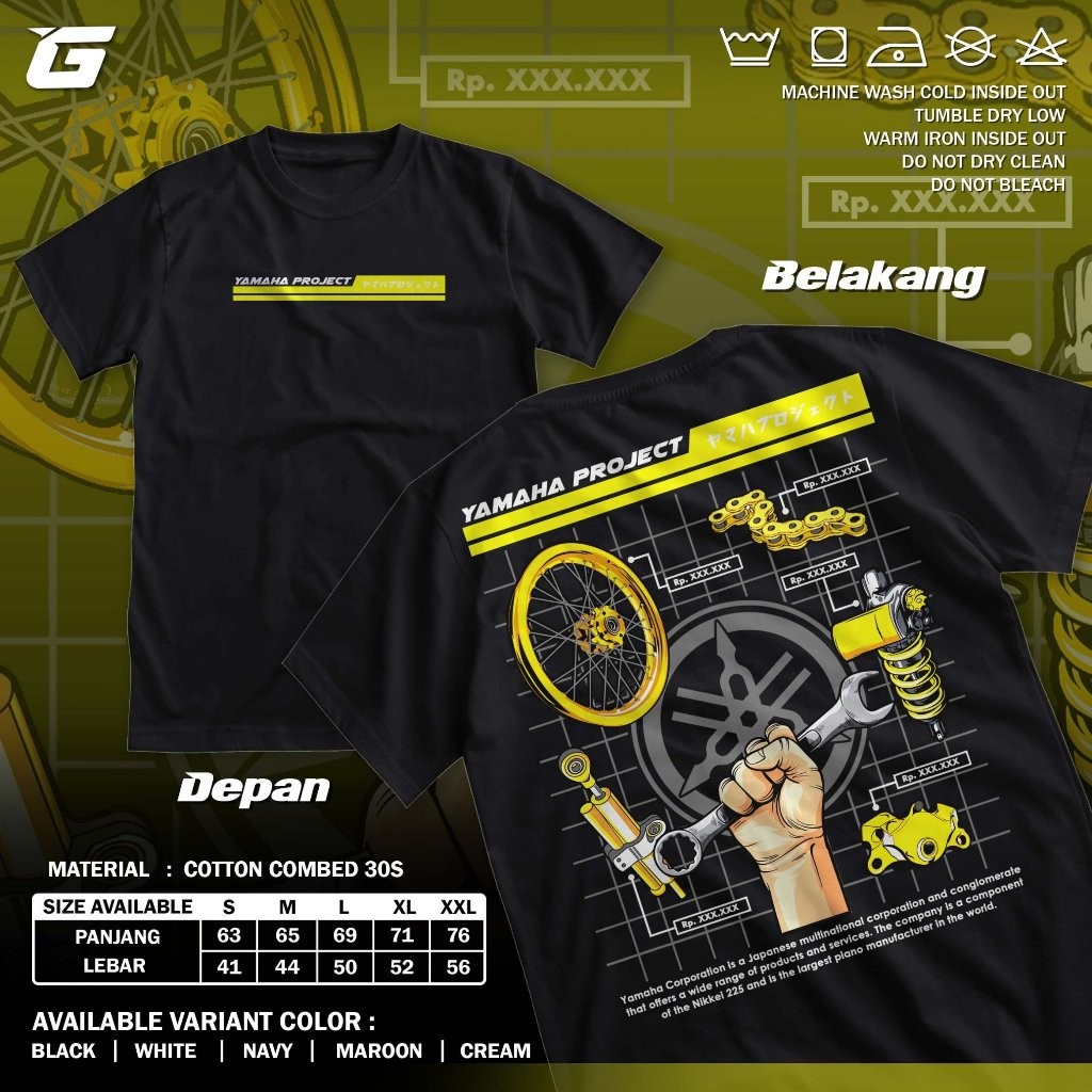 Kaos Racing Yamaha Project Machine Shock Baju Distro Motor Herex Mekanik Tshirt Otomotif GBA3826