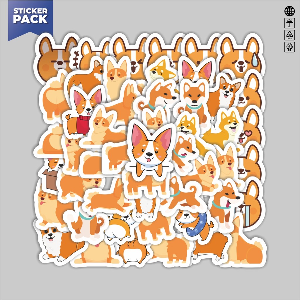 

[100PCS]Stiker Pack Stiker Kartun Corgi Aesthetic Vinyl Anti Air Dekorasi Sticker Laptop Buku Journal Koper Helm Casing HP Gitar Helm Skateboard