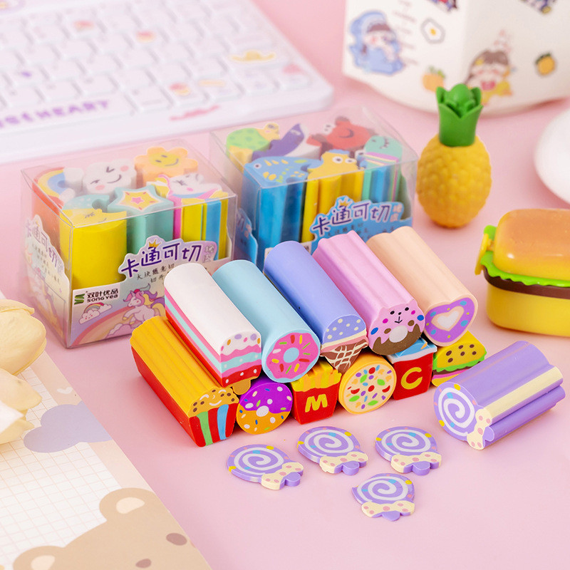 

6 Piece /Box Cartoon Cute Unicorn Rubber Mini Eraser Set Novelty Stationery