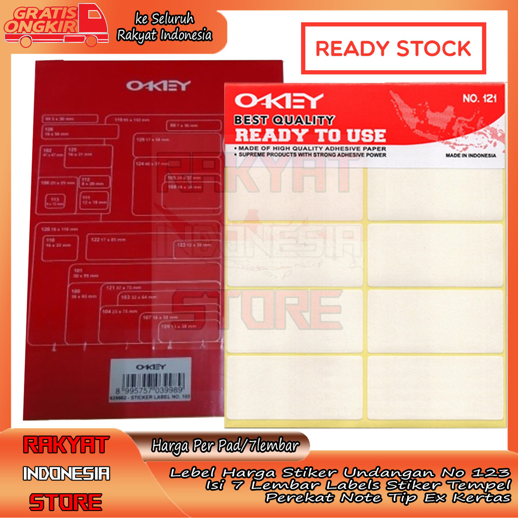 

KKY Stiker Label Nomor 103 Isi 7 Lembar Perekat Tulis Kertas Polos Tempel Nama Harga Undangan Tipe Ex Tipex Stationery Arsip Formulir Coretan Penanda Informasi Administrasi Sekolah Aksesoris Organisasi Dokumentasi File Item XRFA Daftar Catatan Peralatan