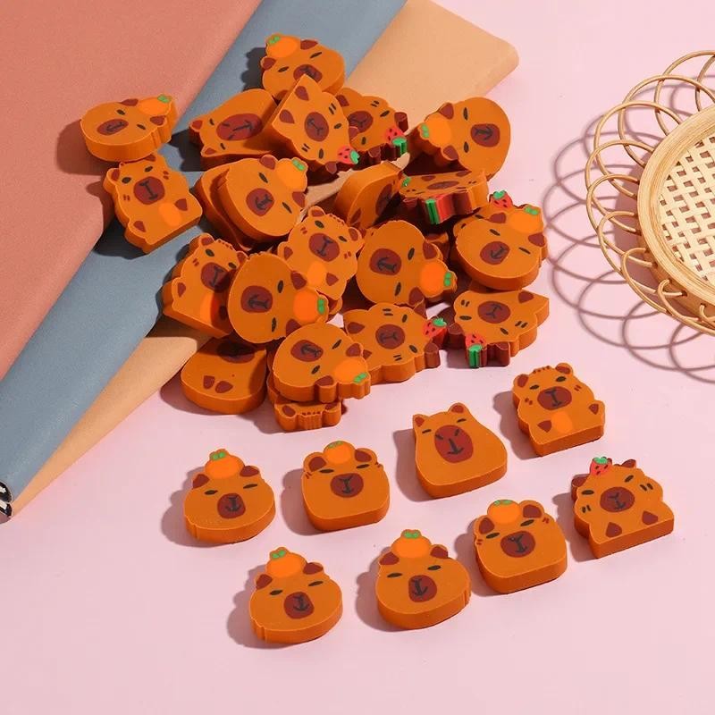 

10Pcs/Lot Cartoon Animal Pencil Eraser Creative Cute Capybara Cutting Rubber Erasers Gift Kids Kawaii School Office Stationery
