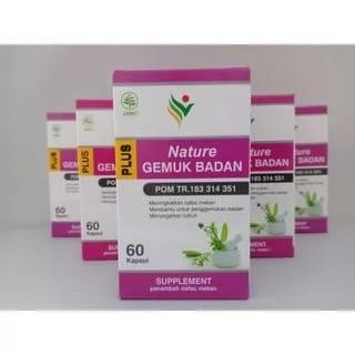 produk BPOM,,bisa(COD).. Nature GEMUK BADAN Isi 60 Kapsul Penggemuk Badan Herbal GEMUK BADAN