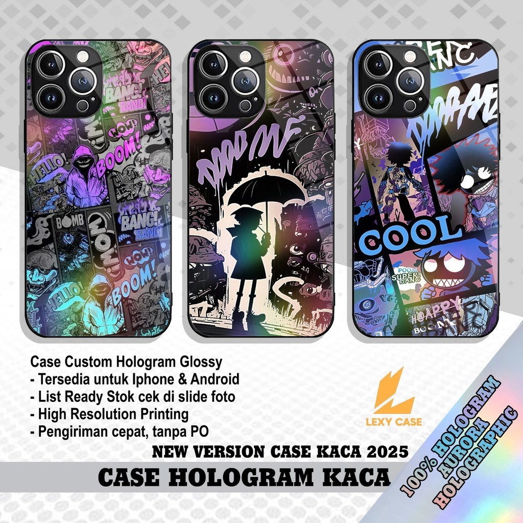 Case Kaca Hologram Poco X7 PRO X3 M3 M7PRO M5 X6PRO G100X Grafiti Keren Casing Glossy Premium Qualit