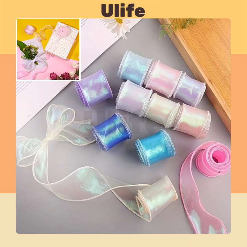 

1 Roll Fishtail Wave Gelombang Pita Organza Fishtail Pita Kado Buket Flower Wrapping