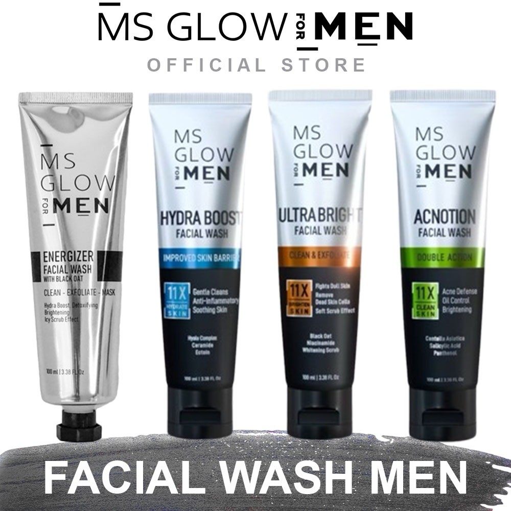 MSGLOW ENERGIZER FACIAL WASH FOR MEN SABUN CUCI MUKA PRIA PEMUTIH WAJAH PRIA