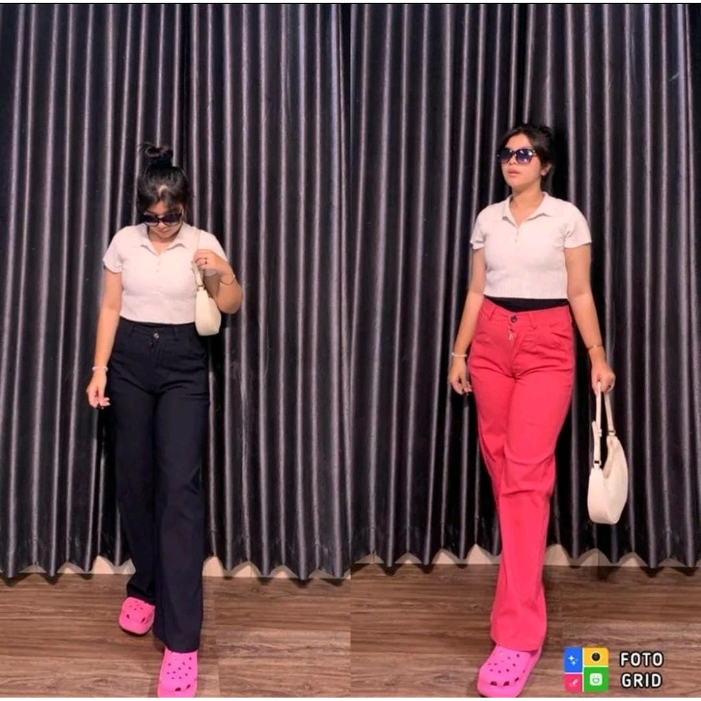 PGF - CELANA ZURA BAHAN 100% MELAR CELANA KULOT WANITA PANTS SOFT JEANS STRECH JUMBO BB 50KG SAMPAI 