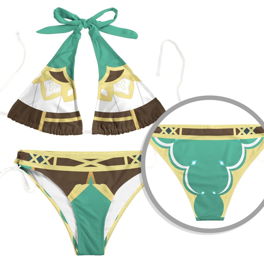 Genshin Impact Bikini Set Tartaglia Morax Swimsuit Xiao Kaedehara Kazuha Women Two Pieces Female Low