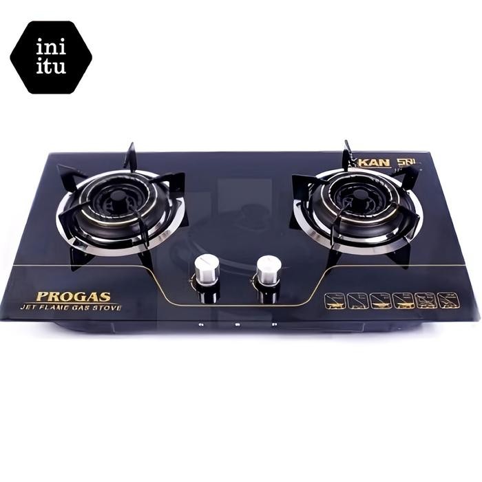 [ Progas ] Kompor Gas Kaca / Tanam Progas 2 Tungku - Full Burner