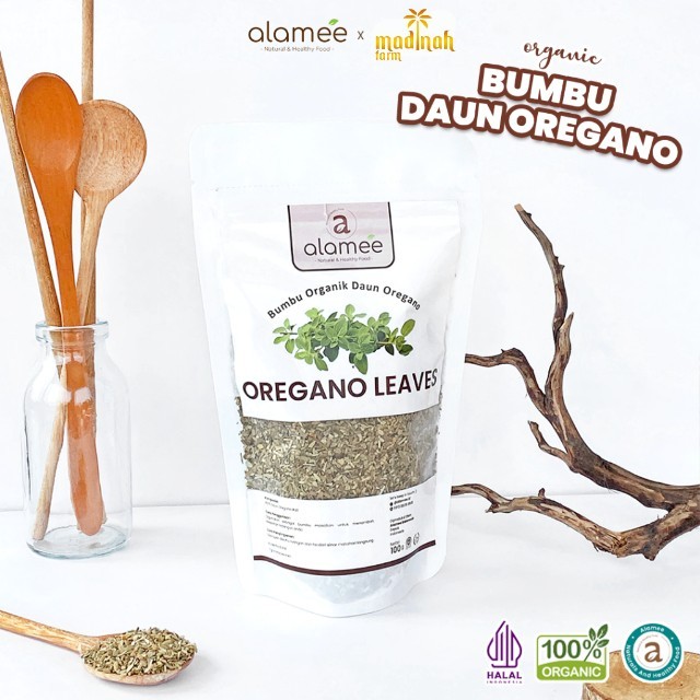 

ALAMEE Oregano Kering Dried Leaves Flakes Garnish Murni Asli Tanpa Campuran Bumbu Dapur Organik 100g madinah