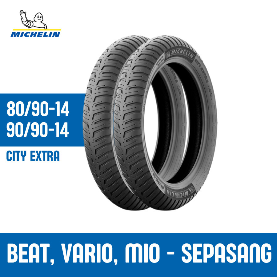 Sepasang Ban Motor Vario Beat Mio Michelin City Extra 90-90 dan 80-90 R14 - Ban Motor Tubles