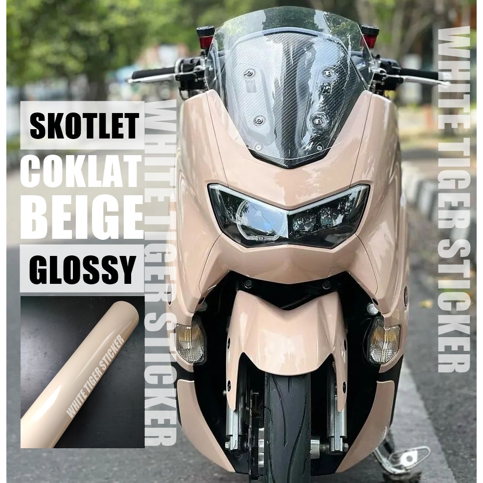 SKOTLET STIKER MOTOR COKLAT MUDA GLOSY SKOTLET COKLAT BEIGE GLOSY SKOTLET BEIGE GLOSSY SCOTLITE COKE