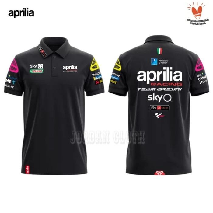 Polo shirt Tshirt Kaos Kerah Aprilia Racing Team Gresini MotoGP Kaos Motor Kaos Big Size MotoGP - Hi