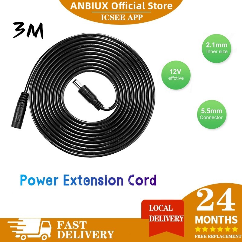 ICSEE CCTV Kabel POWER CCTV Kamera CCTV Kabel Listrik Yang Diperpanjang 12V Adapter Tersedia 3M Panj