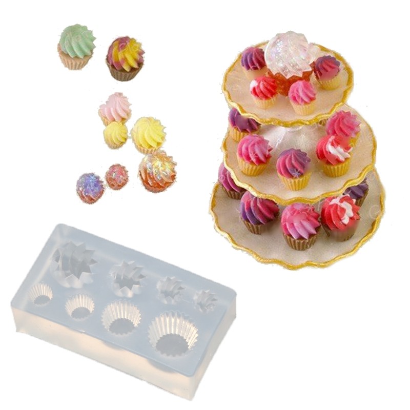 

3D Small Glass Bottle Resin Mold Drink Bottle Jar Goblet Cup Simulated Food Mini Cake Cup Silicone Resin Mold Craft Tool