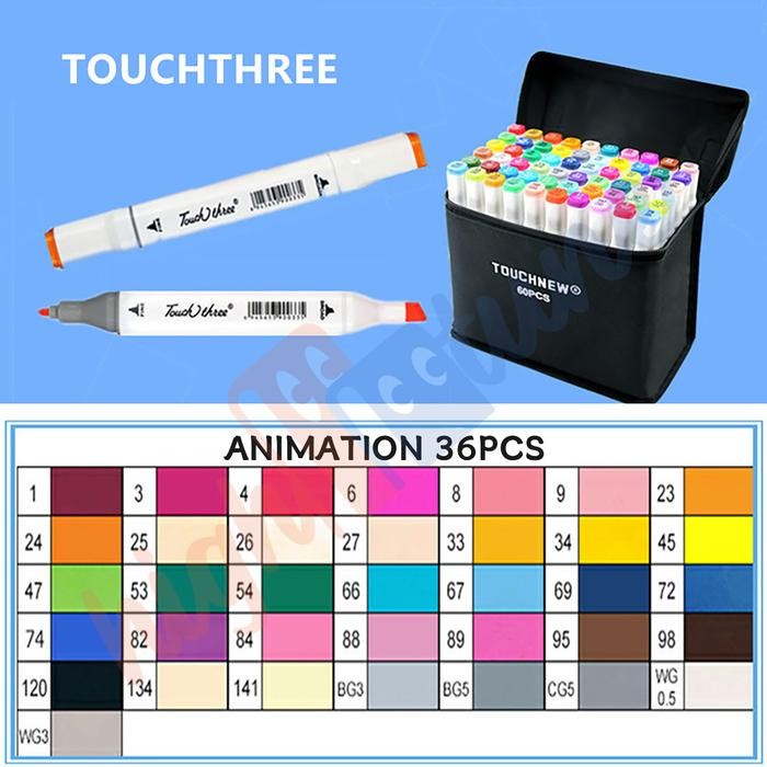 

【M-MT】PROMO!!! Hightune Set Pena Spidol Warna Sketch Marker 2 Tips Touch Marker 36/48/60/80 Warna Stationery - 36