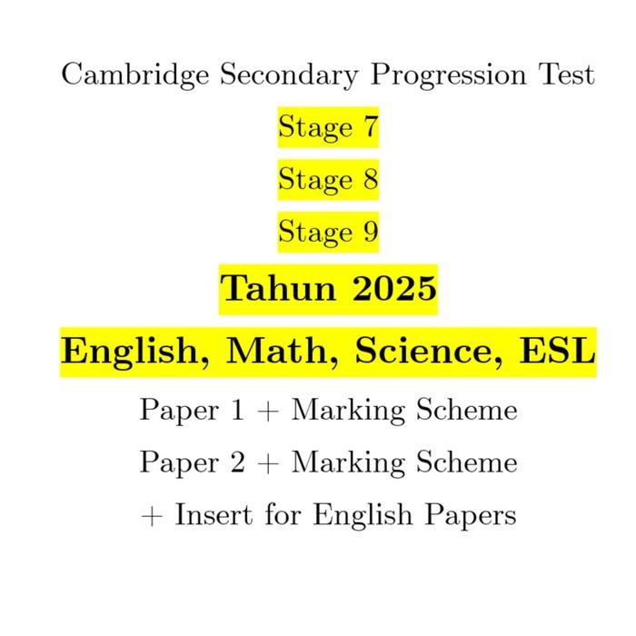 

[Hardcopy] Cambridge Secondary Progression Test Tahun 2025 - English, Stage 7