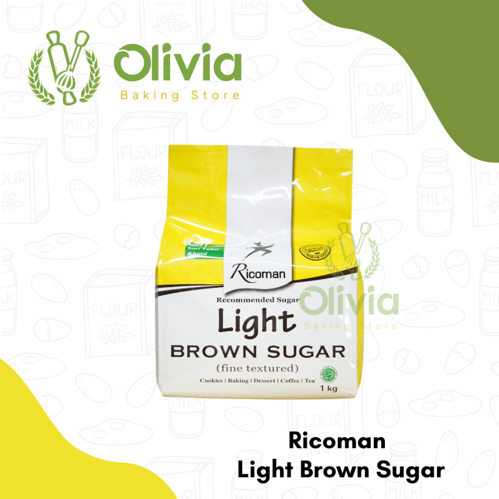 

Ricoman Light Brown Sugar Gula Bubuk Castor Caster Kastor Halus 1 Kg