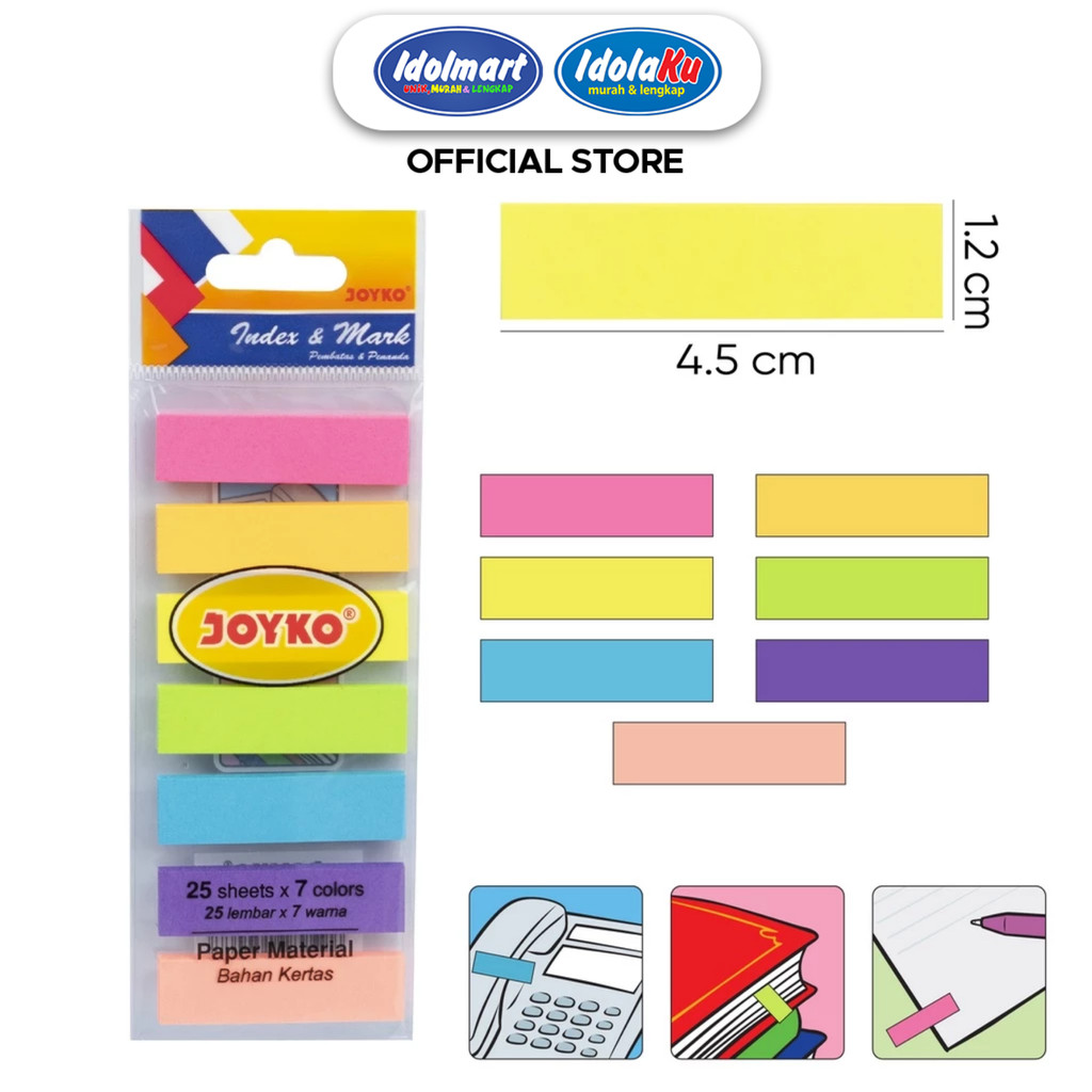 

IDOLMART Index Memo JOYKO IM-32 25 Lembar x 7 Warna Sticky Notes Penanda Kertas Bogor