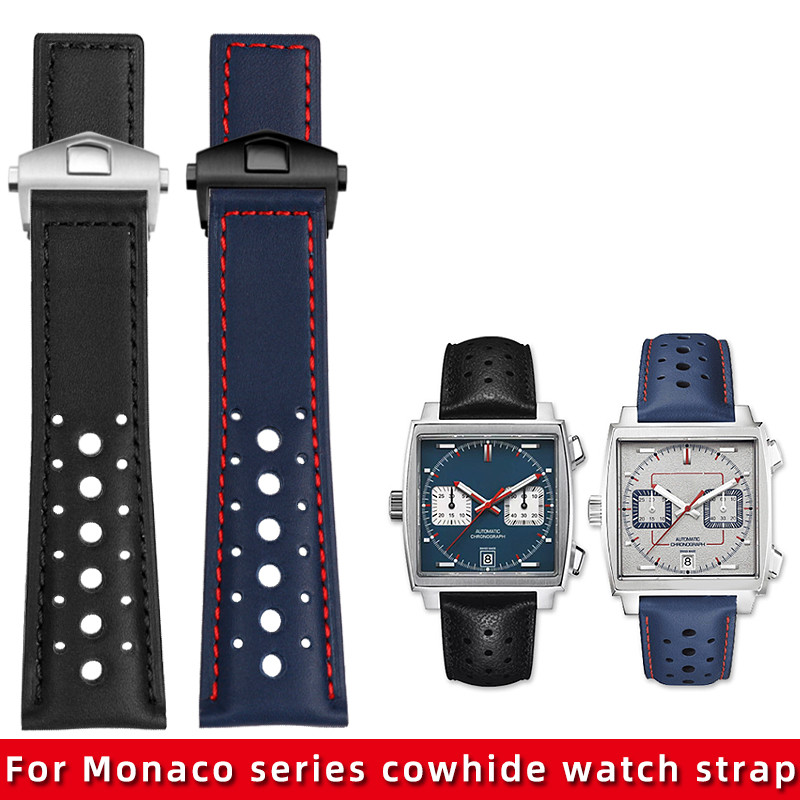 For TAG Heuer genuine leather watch strap with Carrera/Monaco series CBL2115 Gulf Oil joint men's wr